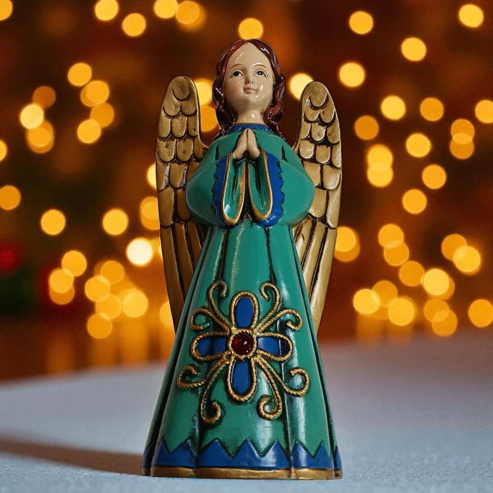 Vintage 1960s Made in Japan Angel Figurine – Turquoise, Gold & Blue Collectible